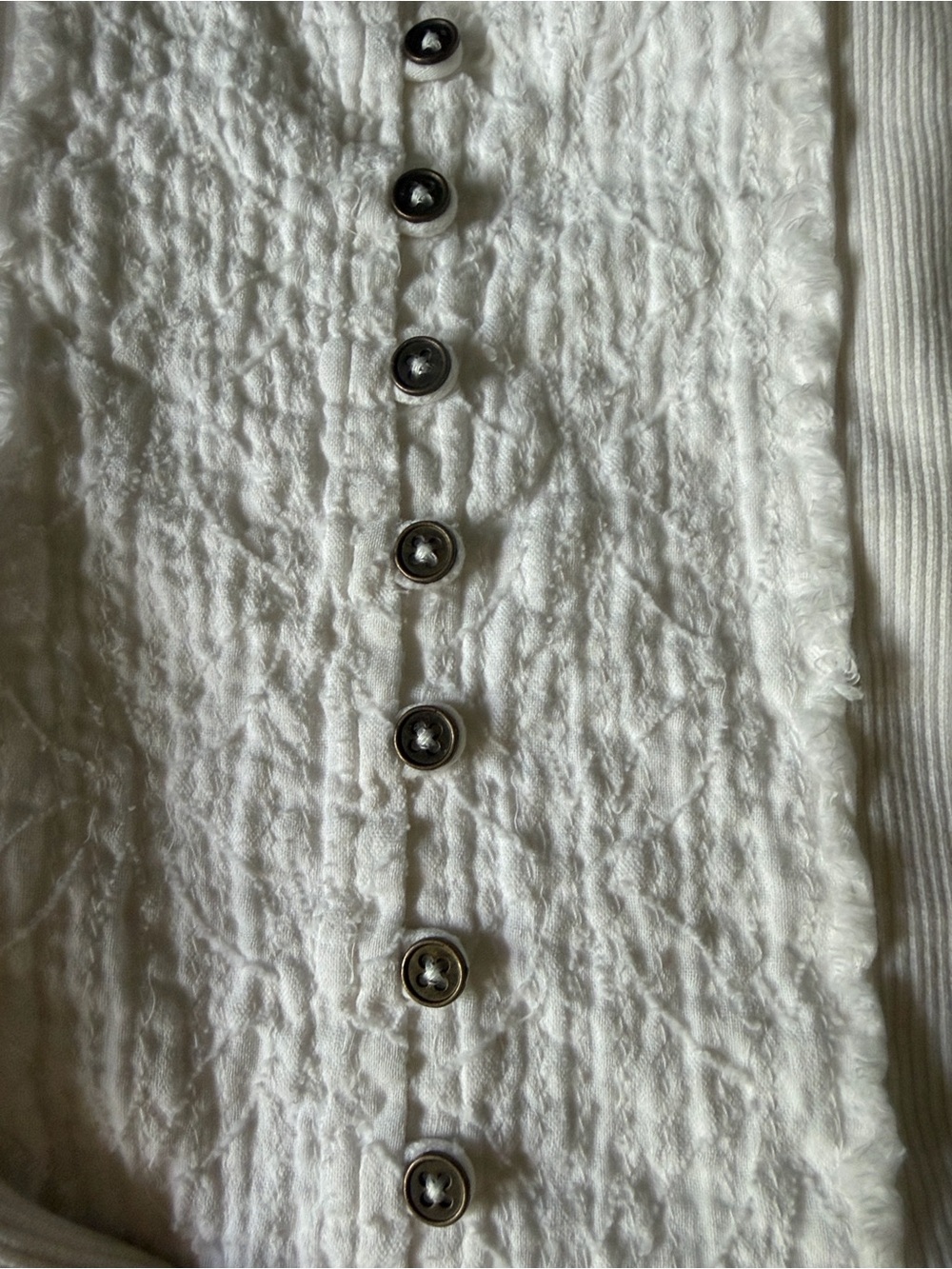 Pilcro Women's White Puff-Sleeve Bella Henley Top - Picture 7 of 8